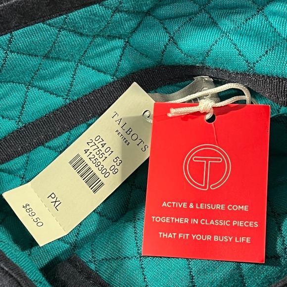 Talbots Vest Womens XL Petites Cinched Waist Quilted Zip-Up Navy Blue Preppy - Picture 4 of 9